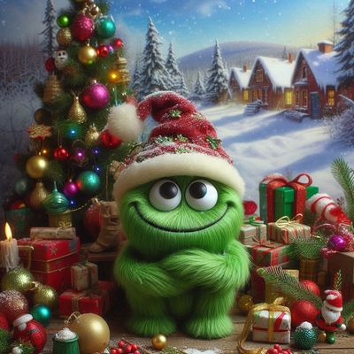 Green Christmas Monster- Full Drill Diamond Painting - Specially ordered for you. Delivery is approximately 4 - 6 weeks.