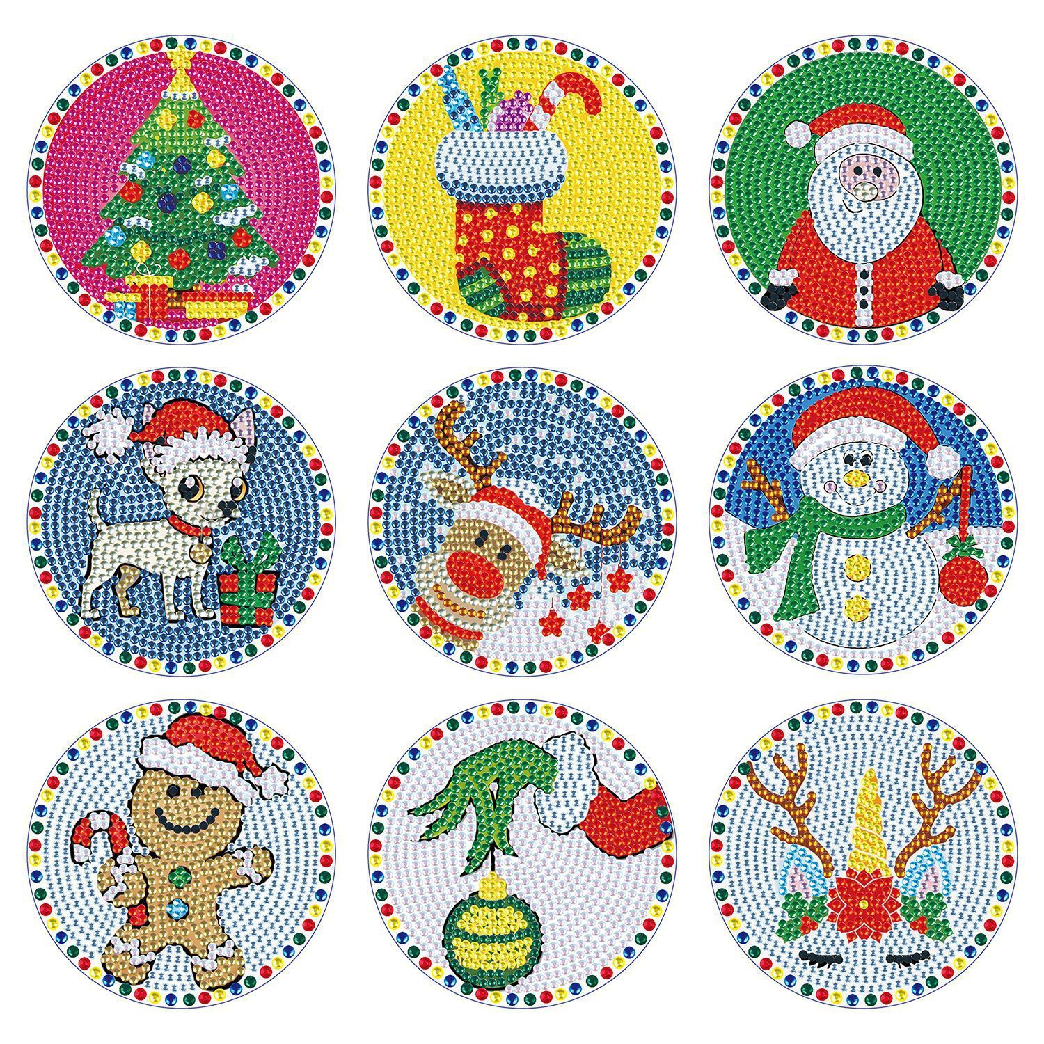 Set of 9 Coasters with stand - Christmas Theme