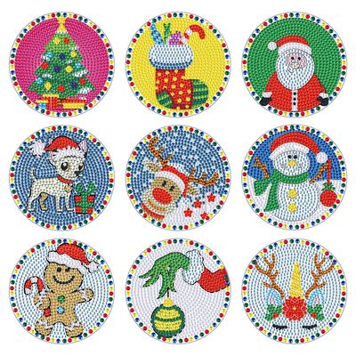 Set of 9 Coasters with stand - Christmas Theme