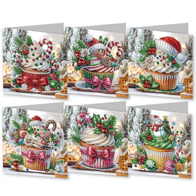 Christmas Cards Cupcakes - Set of 6- Diamond Painting Kit