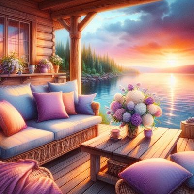 Sunroom with sunset - DELUXE Full Drill AB Kit, (Round drills) - 60 x 60cm  Currently in stock