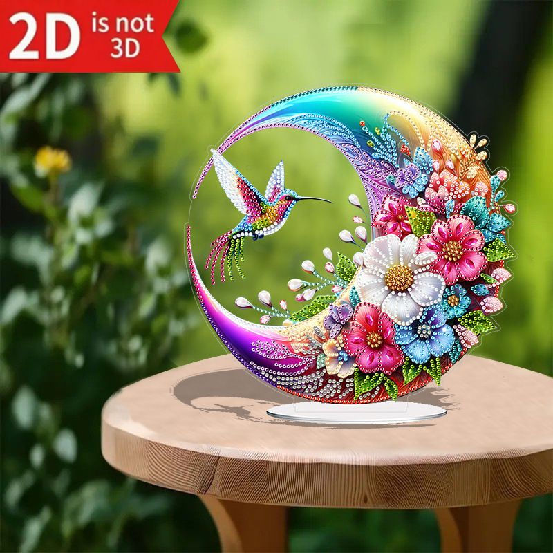 2D Flat Hummingbird Moon Wreath
