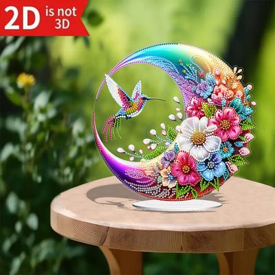 2D Flat Hummingbird Moon Wreath