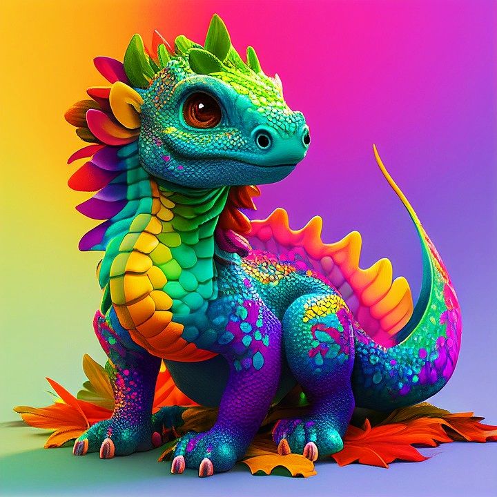 Cute Dragon - DELUXE Full Drill Kit with ABs (Round drills) - 40 x 40cm - Currently in stock