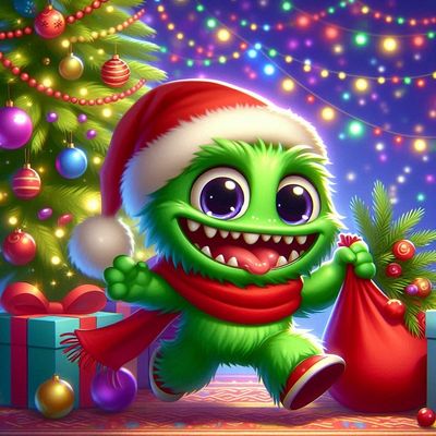 Christmas monster - DELUXE Full Drill Kit with ABs (Round drills) - 40 x 40cm - Currently in stock