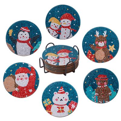 Set of 6 Coasters with stand - Christmas Theme