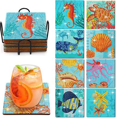 Set of 8 Coasters with stand - Sea BD203 Set of 8 Coasters with stand - Sea BD203