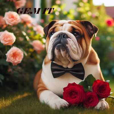 Bulldog with roses - DELUXE Full Drill Kit with ABs (Round drills) - 40 x 40cm - Currently in stock