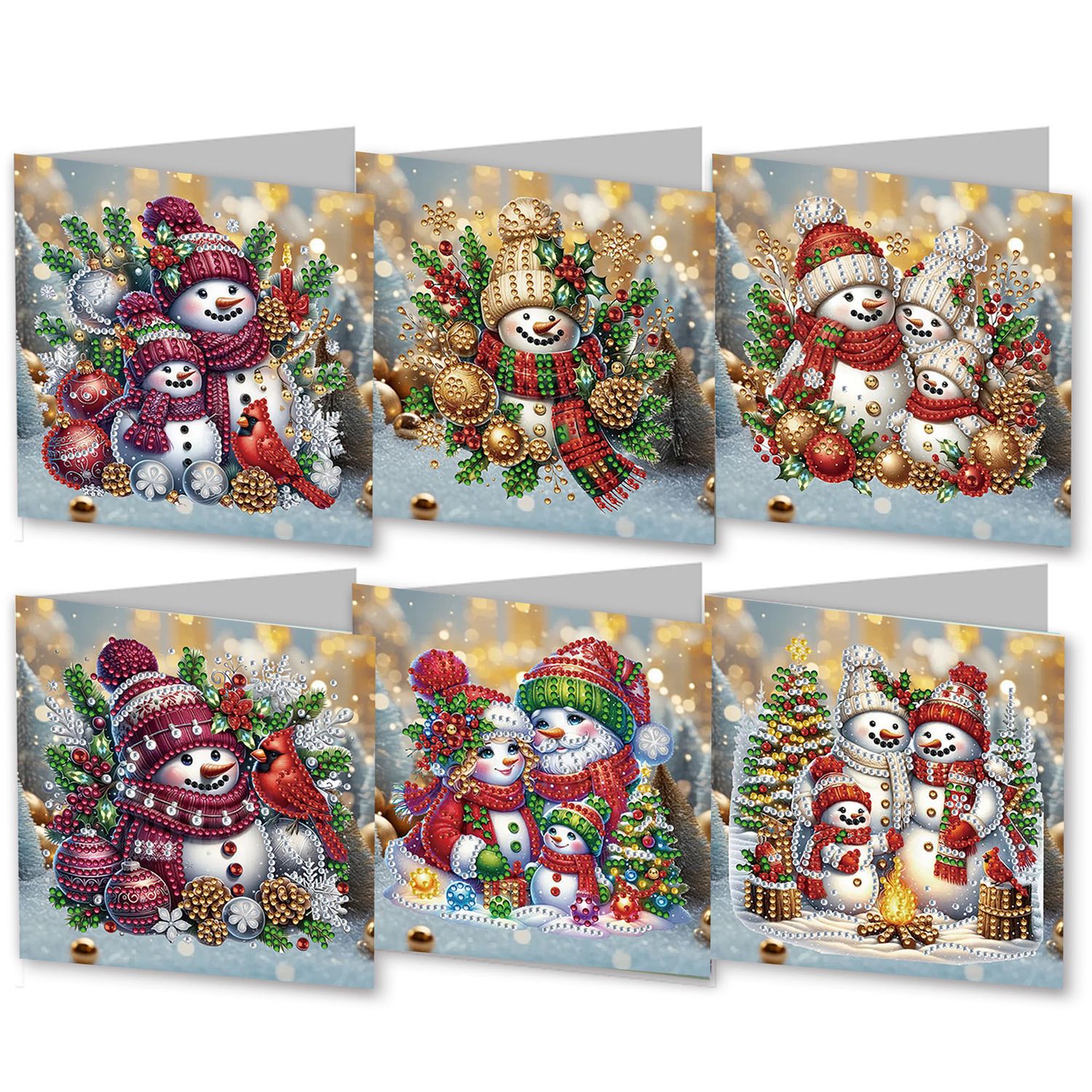 Christmas Cards Snowman- Set of 6- Diamond Painting Kit