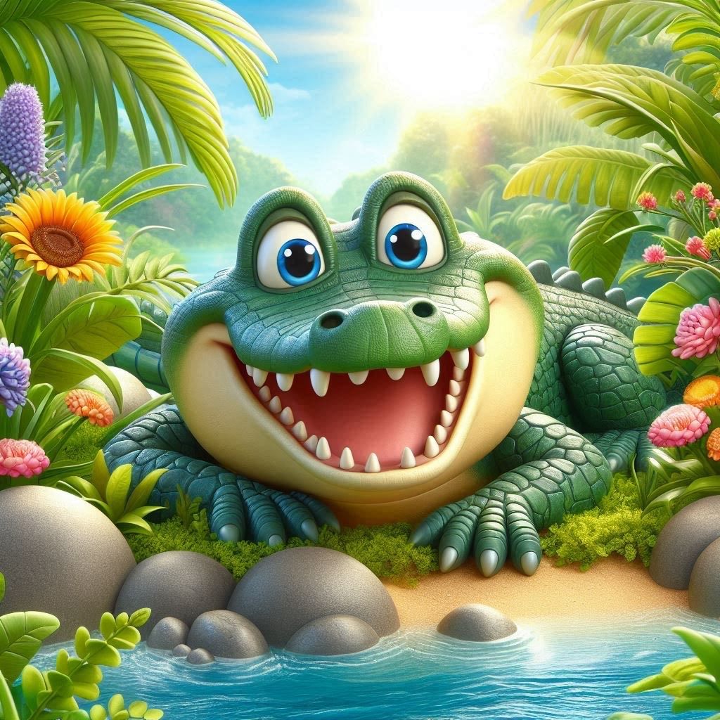 Smiling Crocodile- Full Drill Diamond Painting - Specially ordered for you. Delivery is approximately 4 - 6 weeks.