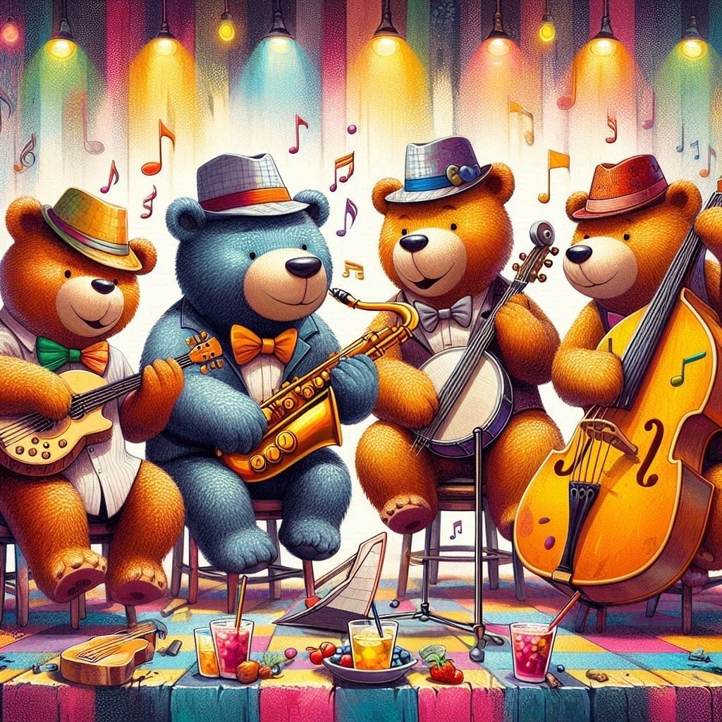 Teddy bear jazz band- Full Drill Diamond Painting - Specially ordered for you. Delivery is approximately 4 - 6 weeks.