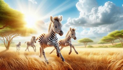 Zebras running - 30 x 50cm Full Drill (Round drills) POURED GLUE - Diamond Painting Kit