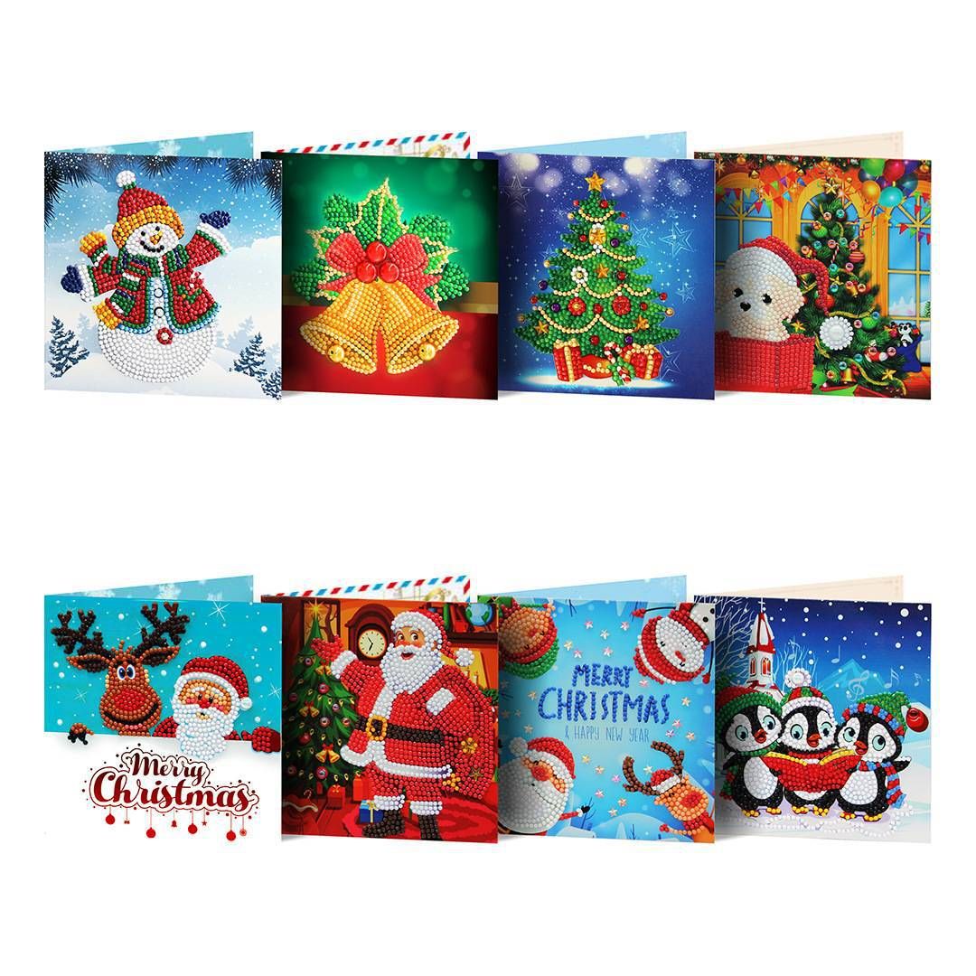 Christmas Cards HK101 - Set of 8 - Diamond Painting Kit