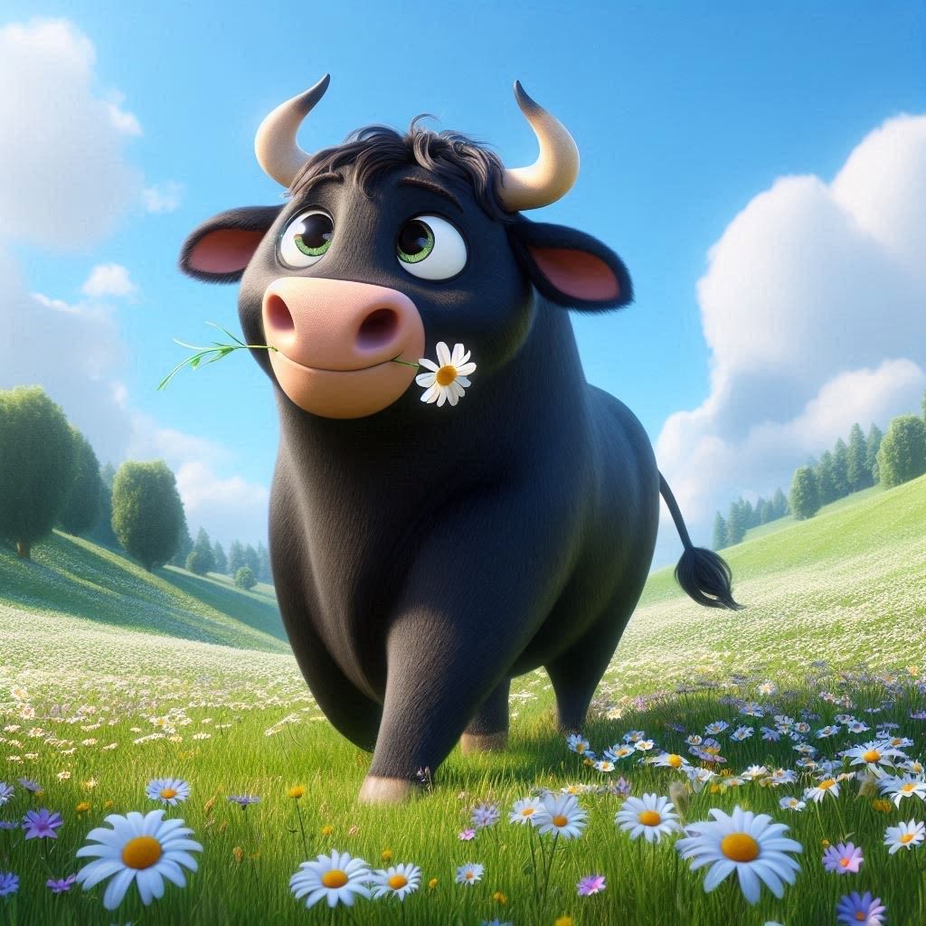Bull with flower- DELUXE Full Drill Kit,  (Round drills) - 30 x 30cm  - Currently in stock