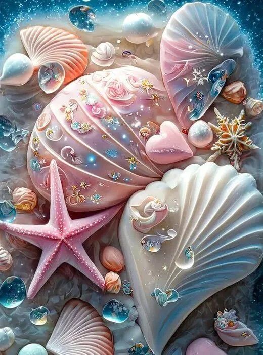 Pretty Shells - 30 x 40cm Full Drill AB Kit, (Round drills) - Currently in stock