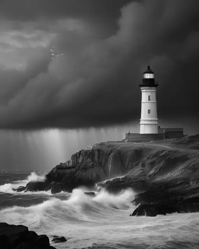 Lighthouse in a storm - DELUXE Full Drill Kit (Square drills) - 40 x 50cm - Currently in stock