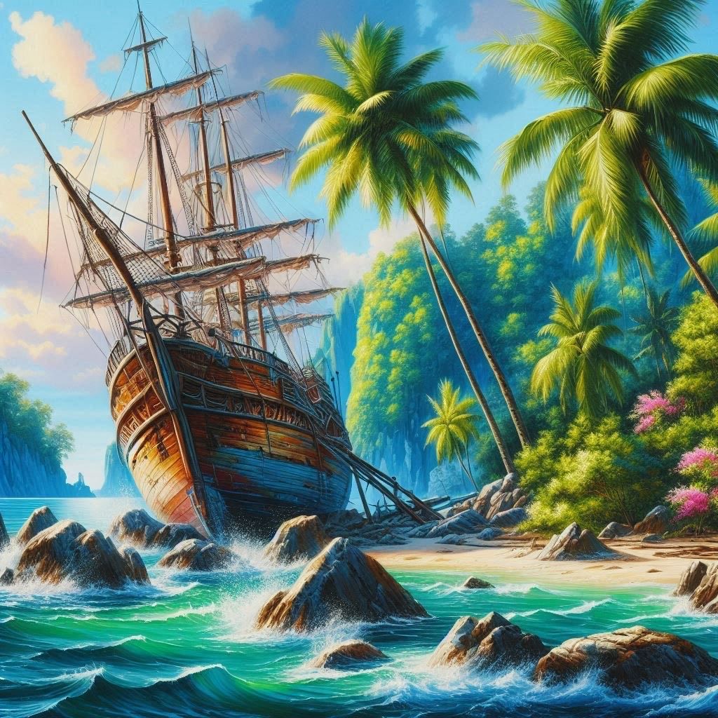 Shipwreck- Full Drill Diamond Painting - Specially ordered for you. Delivery is approximately 4 - 6 weeks.