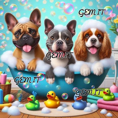 Puppies having a bath DELUXE Full Drill Kit with ABs (Round drills) 50 x 50cm - Currently in stock