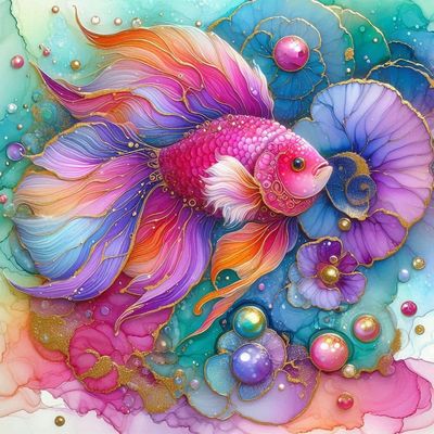 Beautiful Fish by Joy Plamer- 70 x 70cm Full Drill AB Kit, (Square drills) - Currently in stock Beautiful Fish by Joy Plamer- 70 x 70cm Full Drill AB Kit, (Square drills) - Currently in stock