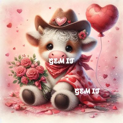 Cow with hearts- DELUXE Full Drill Kit with ABs (Round drills) 50 x 50cm - Currently in stock