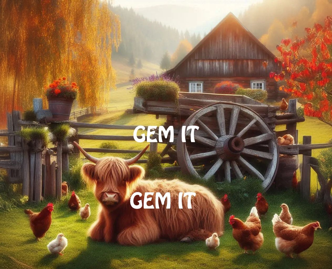 Highland Cows &amp; Chickens- Specially ordered for you. Delivery is approximately 4 - 6 weeks.