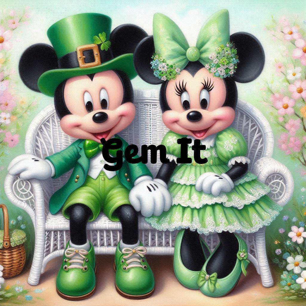 Mickey &amp; Minnie Mouse - Irish - DELUXE Full Drill Kit, (Round drills) - 60 x 60cm