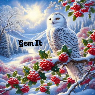 Owl at Christmas -  DELUXE Full Drill Kit with ABs (Round drills) 50 x 50cm - Currently in stock