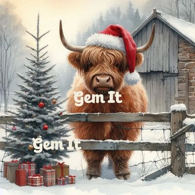 Highland cow Christmas- DELUXE Full Drill Kit, (Square drills) - 60 x 60cm
