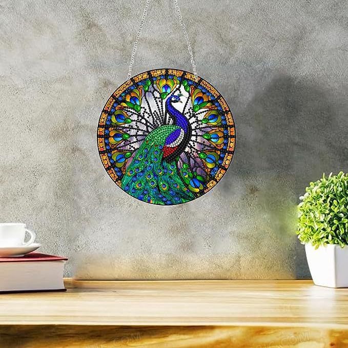 Peacock Hanger- DIY diamond painting kit