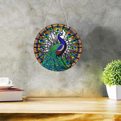 Peacock Hanger- DIY diamond painting kit