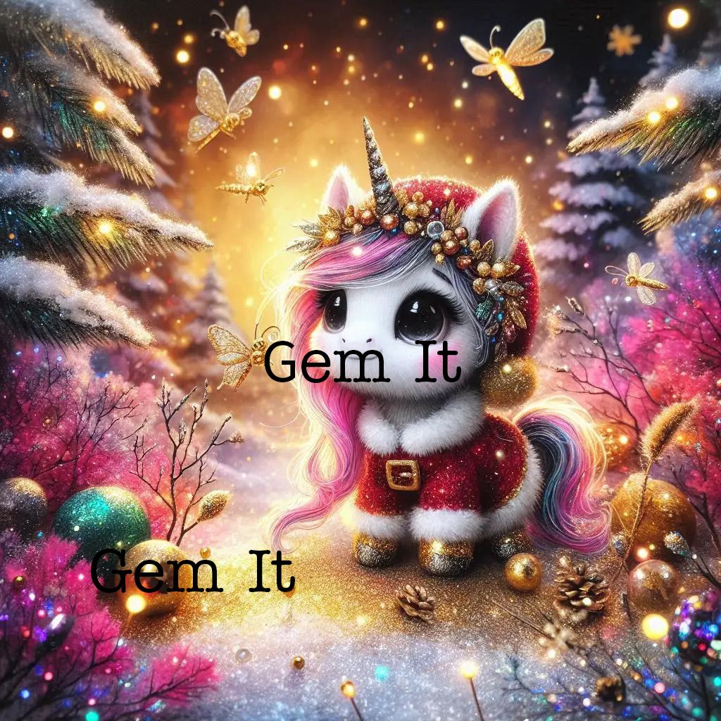 Unicorn at Christmas- DELUXE Full Drill Kit with ABs (Round drills) 50 x 50cm - Currently in stock