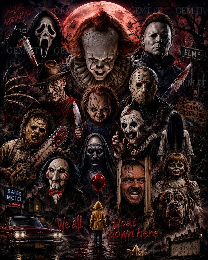 Horror Greats 3 - Designed by Jessie Coad  - Full Drill Diamond Painting Kit (Square drills) - 80 x 100cm   Currently in stock
