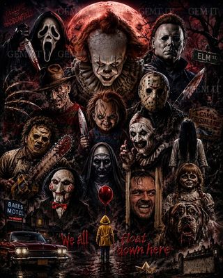 Horror Greats 3 - Designed by Jessie Coad  - Full Drill Diamond Painting Kit (Square drills) - 80 x 100cm   Currently in stock