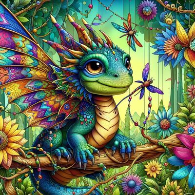 Dragonfly Dragon - DELUXE Full Drill Kit, (Round drills) - 60 x 60cm