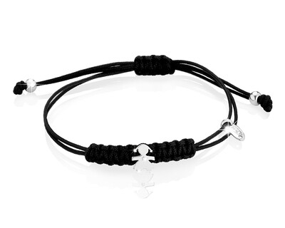 Bracciale Briciole bimba oro bianco e cordino