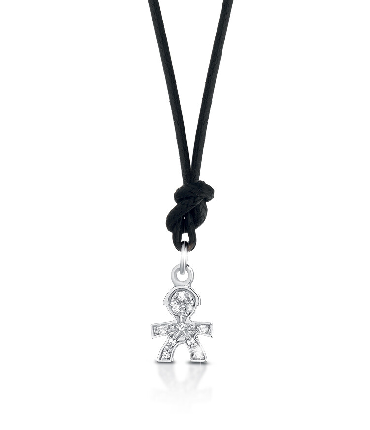 Ciondolo Pavé Mini bimbo oro bianco
