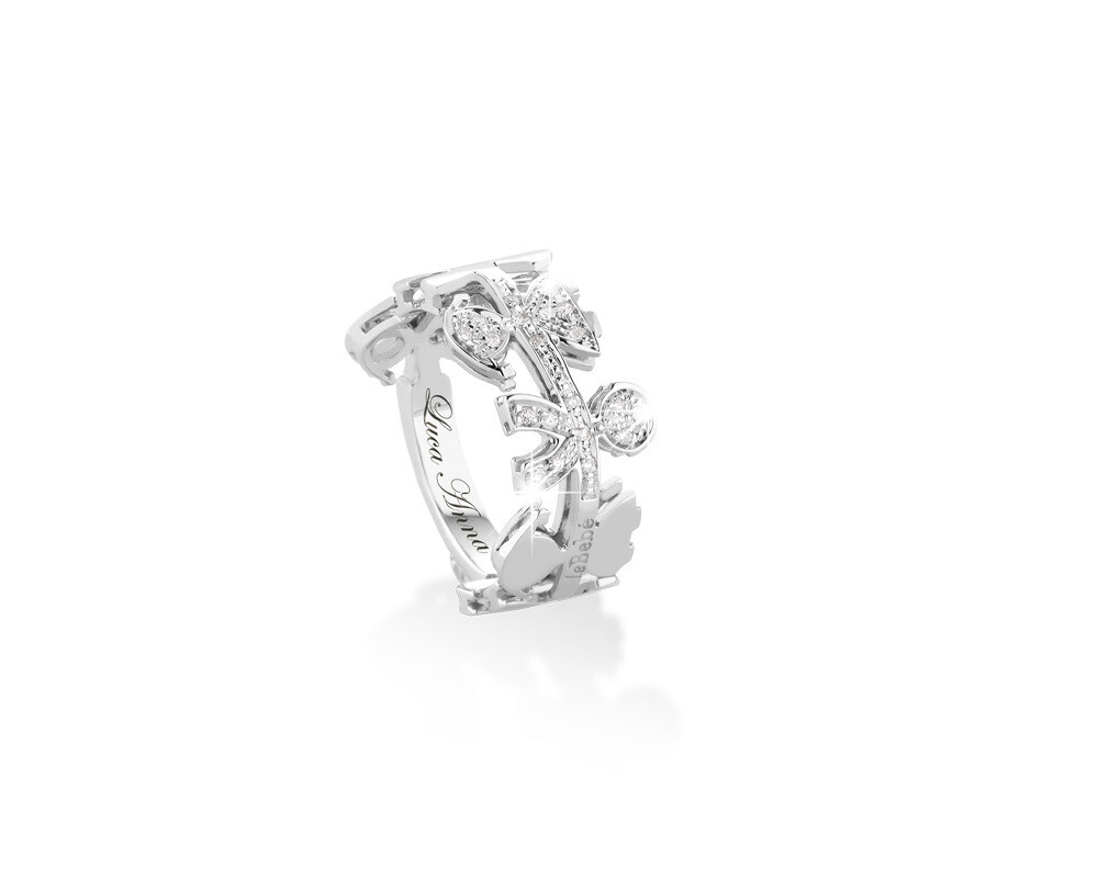 Anello Ghirlande bimbo e bimba oro e diamanti