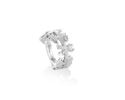 Anello Ghirlande bimbo e bimba oro e diamanti