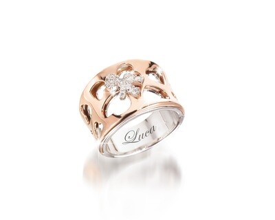 Anello Divini oro rosa e bimbo oro bianco e brillanti