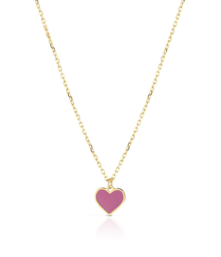 Collana in oro giallo 9kt con cuore smaltato