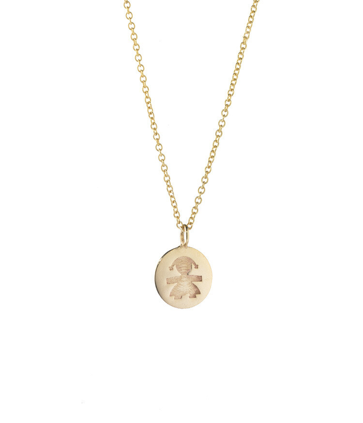 Collier Coccole oro giallo con pepita e bimba incisa
