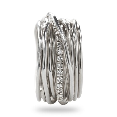 ANELLO FILODELLAVITA CLASSIC, 13 FILI IN ARGENTO 925 E DIAMANTI BIANCHI