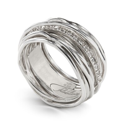 ANELLO FILODELLAVITA CLASSIC, 13 FILI IN ARGENTO 925 E DIAMANTI BIANCHI