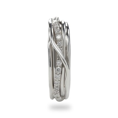 ANELLO 7 FILI ARGENTO E DIAMANTI BIANCHI