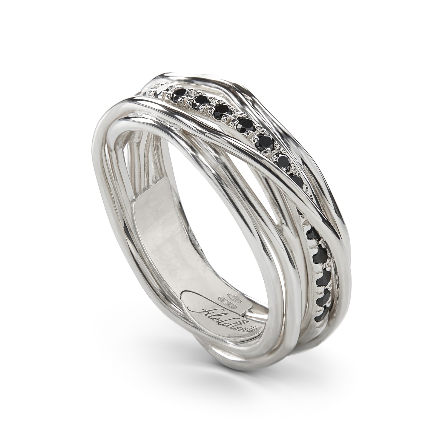 ANELLO 7 FILI ARGENTO E DIAMANTI BLACK
