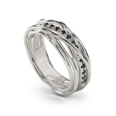 ANELLO 7 FILI ARGENTO E DIAMANTI BLACK