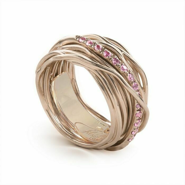 ANELLO LUCE ORO ROSA 18KT E ZAFFIRI ROSA