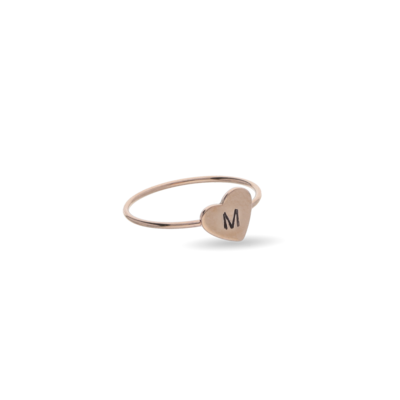ANELLO CUPIDO IN ORO ROSA 9KT CON SIGILLO CUORE IN ORO ROSA 9KT