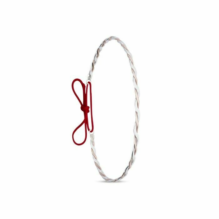 BRACCIALE INTRECCIATO IN ARGENTO E ORO ROSA 9 KT