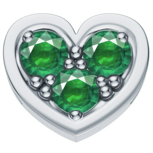 Cuore reverso oro bianco 18 kt con smeraldi